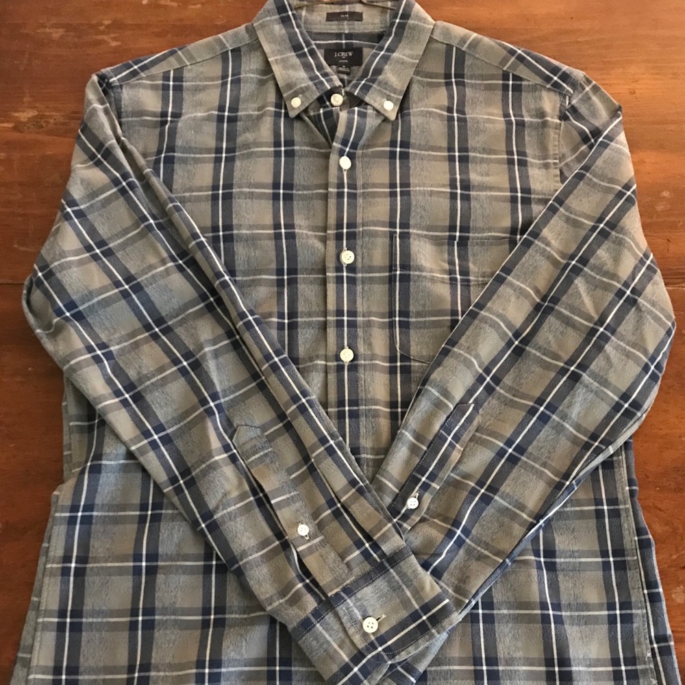 J Crew Jaspe Slim Fit Shirt - M (Blue/Gray Plaid)